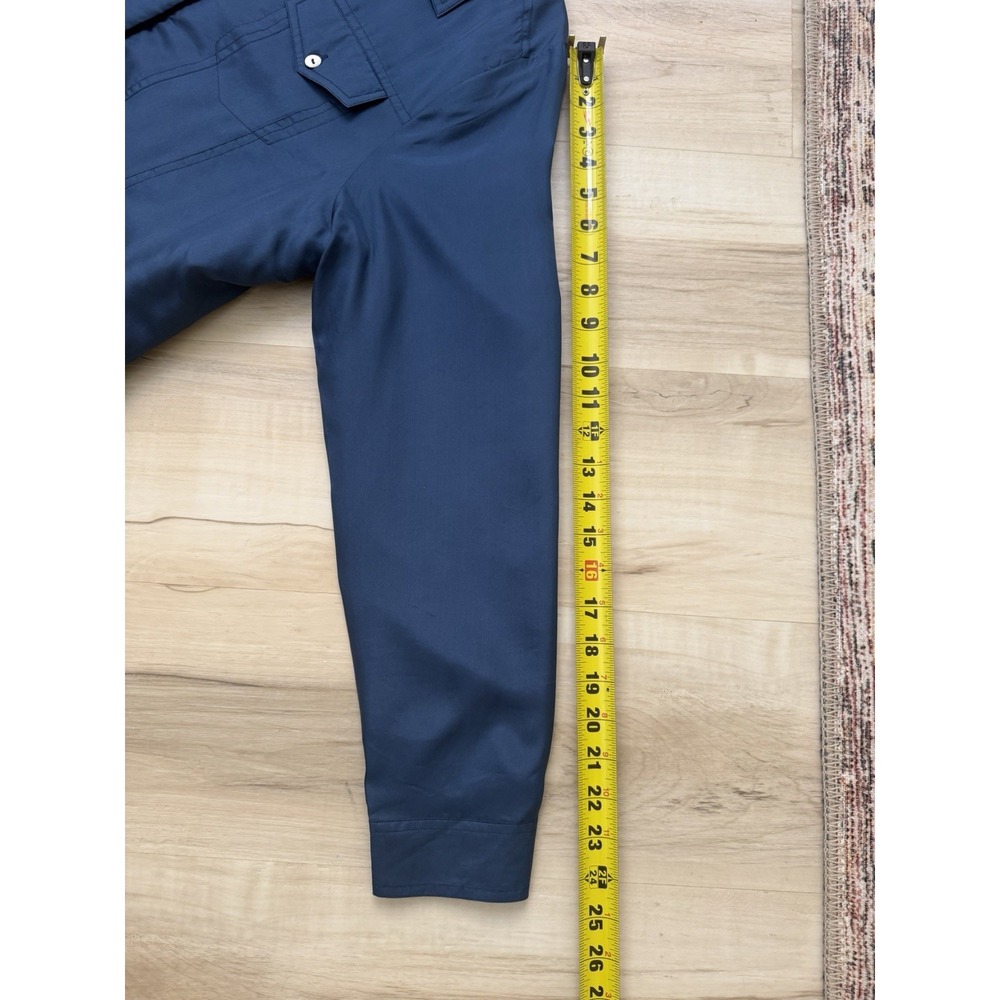 Denim & Co Jacket Blue Silk Classic Button-Front Collared Short Capsule M - Picture 5 of 6